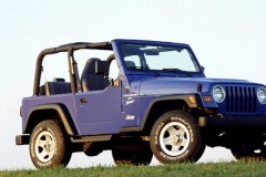 Blue Jeep Wrangler 1996 TJ side