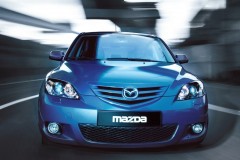Zila Mazda 3 2003 hečbeka priekšpuse