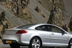 Silver Peugeot 407 2005 coupe back, side